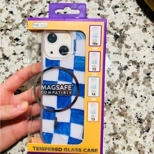 Blue and White Tempered Glass Phone Case NWT